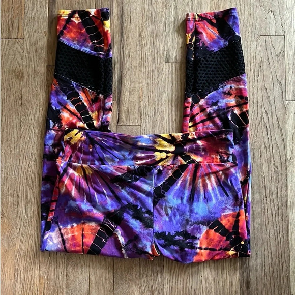 No Boundaries Women’s Juniors Black Mesh Sueded Ankle Tie Dye Leggings size XL - Picture 2 of 5